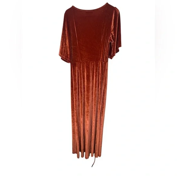 Baltic Born Meghan Velvet Wrap Dress Rust S Wedding Guest Maxi - Picture 6 of 8